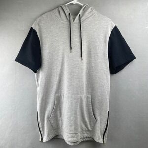 The Narrows Grey Black S/S Zip Hoodie Kangaroo Pocket Hip Streetwear Layer Men M